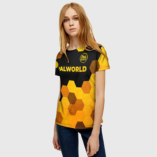 Женская футболка Palworld - gold gradient посередине / 3D-принт – фото 3