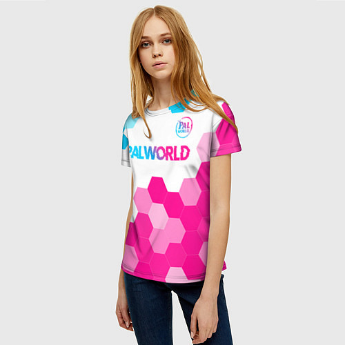 Женская футболка Palworld neon gradient style посередине / 3D-принт – фото 3