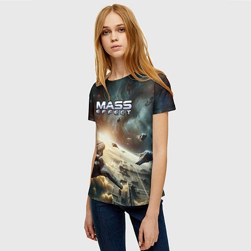Женская футболка Масс эффект - космос / 3D-принт – фото 3