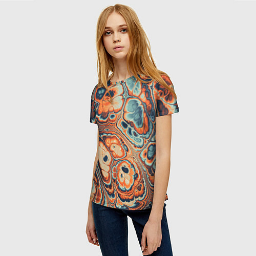 Женская футболка Абстрактный разноцветный узор / 3D-принт – фото 3