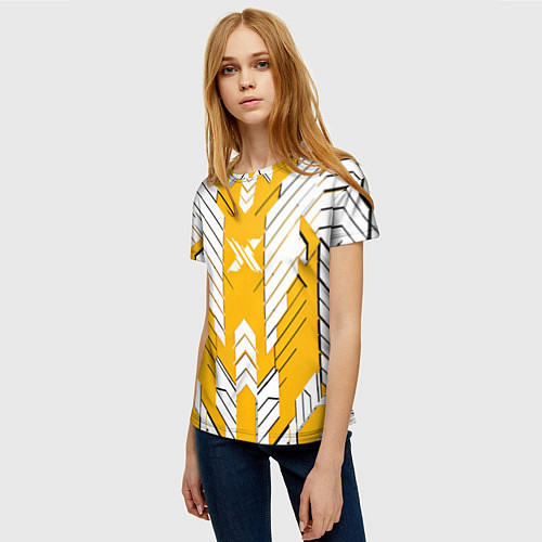 Женская футболка Жёлто-белая броня / 3D-принт – фото 3