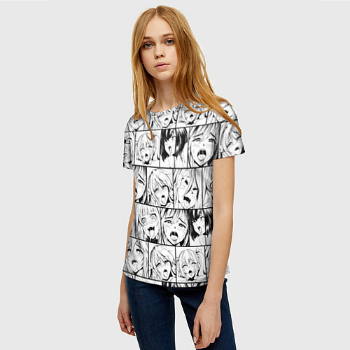 Женская футболка Ahegao pattern / 3D-принт – фото 3