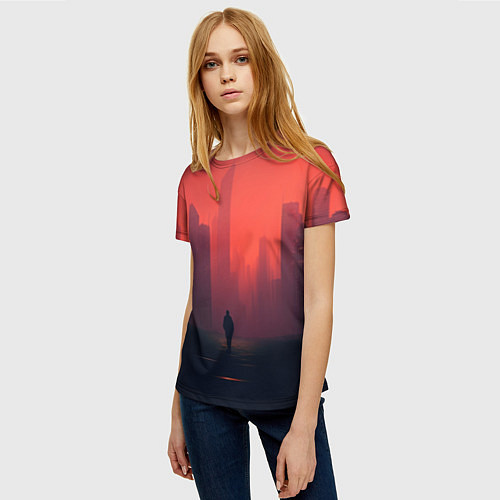 Женская футболка Одинокий бродяга / 3D-принт – фото 3
