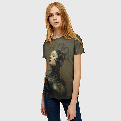 Женская футболка Гордая девушка андроид / 3D-принт – фото 3
