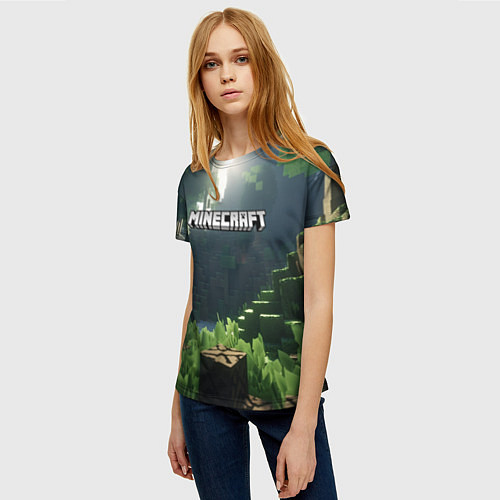 Женская футболка Minecraft logo world / 3D-принт – фото 3