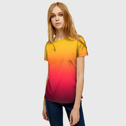 Женская футболка Жёлто-бордовый градиент / 3D-принт – фото 3
