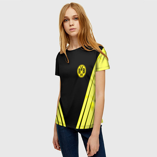 Женская футболка Borussia geometry yellow / 3D-принт – фото 3
