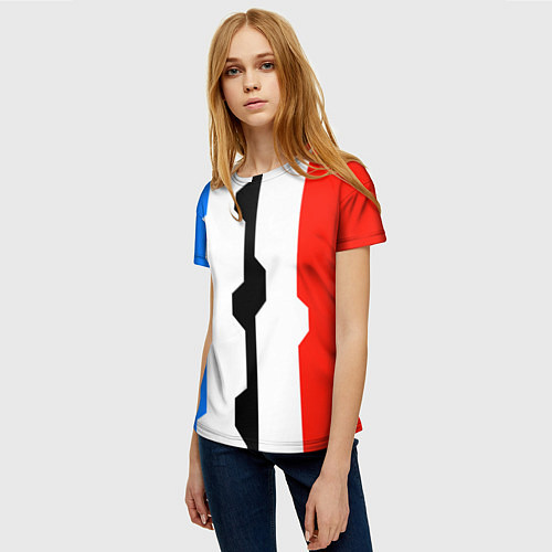 Женская футболка Техно линии синий и красный / 3D-принт – фото 3