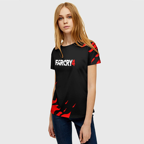 Женская футболка Фаркрай текстура огня / 3D-принт – фото 3