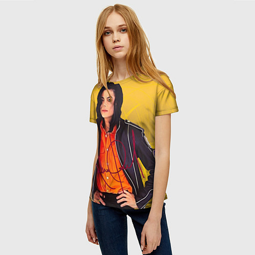 Женская футболка Michael Jackson на золотом фоне с графикой / 3D-принт – фото 3