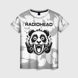 Футболка женская Radiohead рок панда на светлом фоне, цвет: 3D-принт