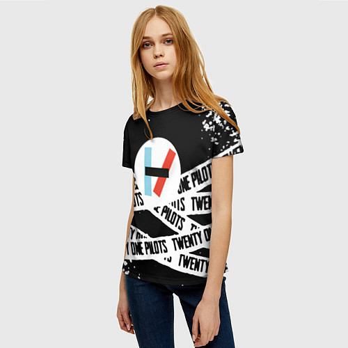 Женская футболка Twenty one pilots stripes steel / 3D-принт – фото 3