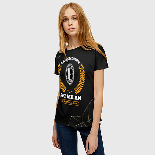 Женская футболка Лого AC Milan и надпись legendary football club на / 3D-принт – фото 3