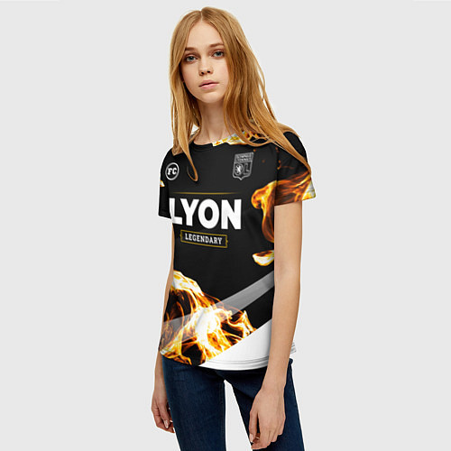 Женская футболка Lyon legendary sport fire / 3D-принт – фото 3