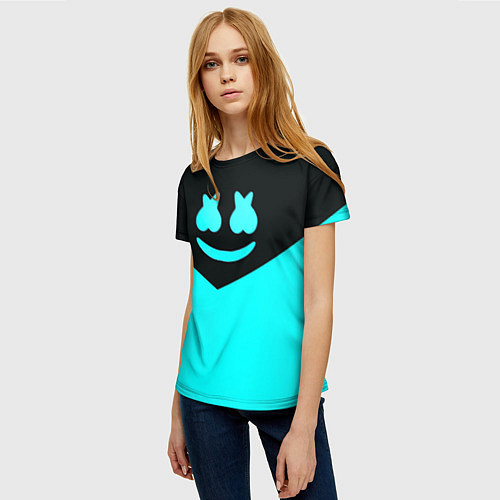 Женская футболка Marshmello dj geometry / 3D-принт – фото 3
