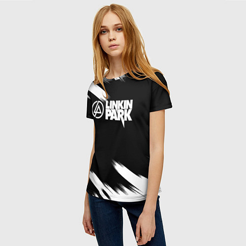 Женская футболка Linkin park рок бенд краски / 3D-принт – фото 3