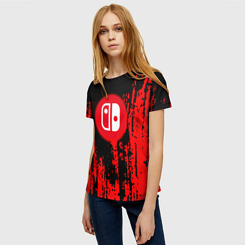 Женская футболка Nintendo огенное лого краски / 3D-принт – фото 3