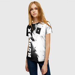Футболка женская Роблокс - черно-белая абстракция, цвет: 3D-принт — фото 2