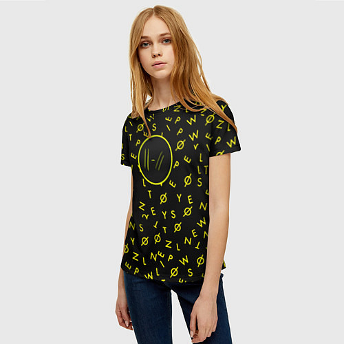 Женская футболка Twenty one pilots pattern rock yellow / 3D-принт – фото 3