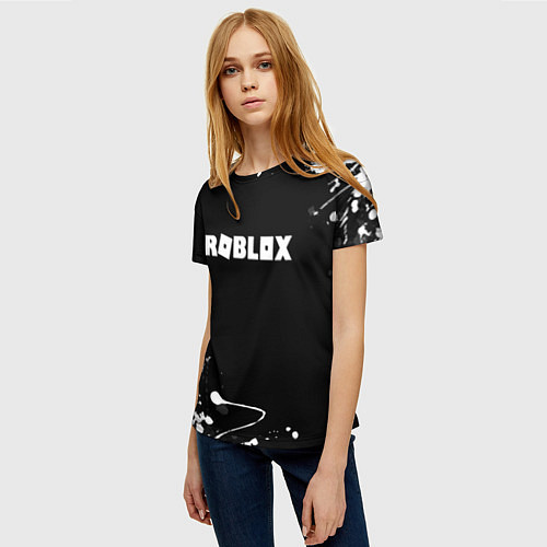 Женская футболка Roblox текстура краски белые / 3D-принт – фото 3