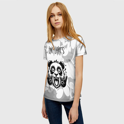 Женская футболка In Flames рок панда на светлом фоне / 3D-принт – фото 3