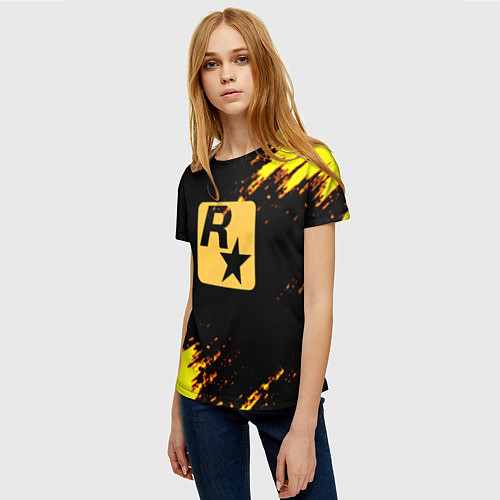Женская футболка Рокстар текстура краски / 3D-принт – фото 3