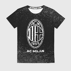 Футболка женская AC Milan с потертостями на темном фоне, цвет: 3D-принт