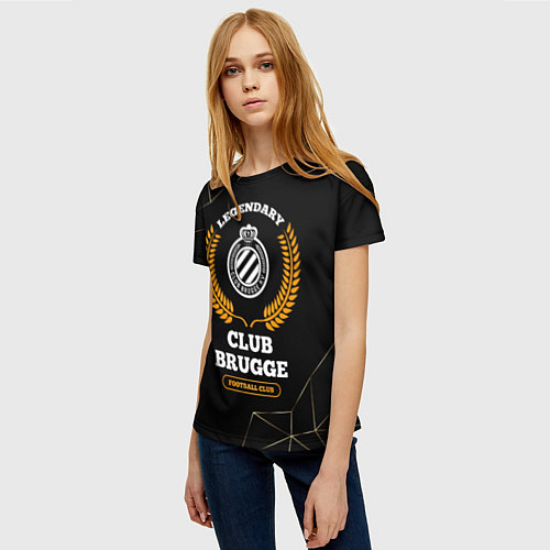 Женская футболка Лого Club Brugge и надпись legendary football club / 3D-принт – фото 3