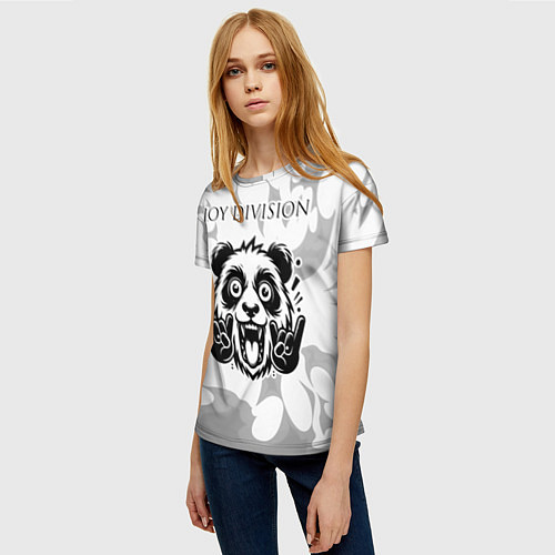 Женская футболка Joy Division рок панда на светлом фоне / 3D-принт – фото 3