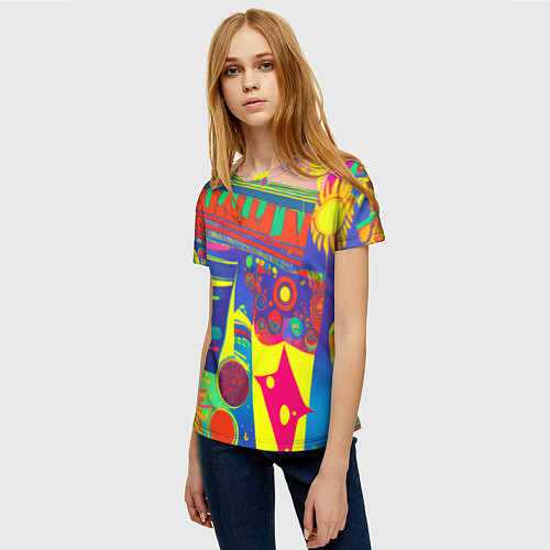 Женская футболка Яркая графическая абстракция / 3D-принт – фото 3