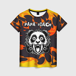 Футболка женская Papa Roach рок панда и огонь, цвет: 3D-принт