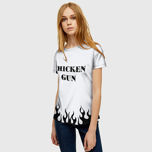 Женская футболка Чикен ган пламя / 3D-принт – фото 3