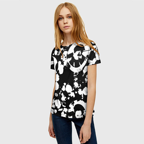 Женская футболка Модная чб абстракция - нейросеть / 3D-принт – фото 3
