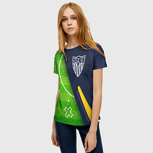 Женская футболка Sevilla football field / 3D-принт – фото 3