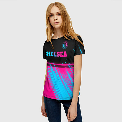 Женская футболка Chelsea - neon gradient посередине / 3D-принт – фото 3