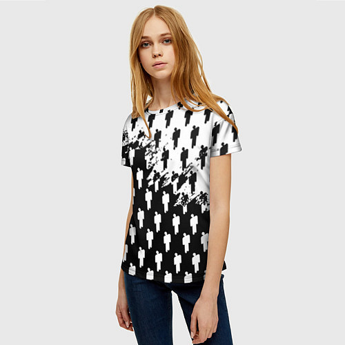 Женская футболка Billie Eilish pattern black / 3D-принт – фото 3