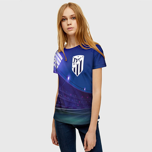 Женская футболка Atletico Madrid ночное поле / 3D-принт – фото 3