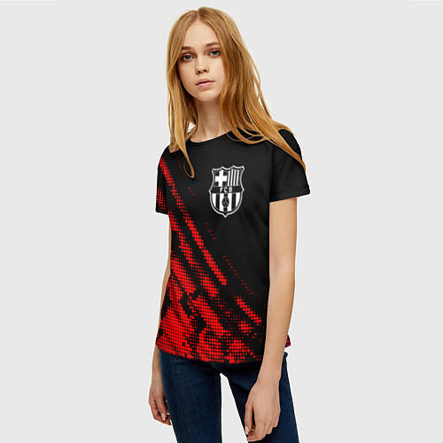 Женская футболка Barcelona sport grunge / 3D-принт – фото 3