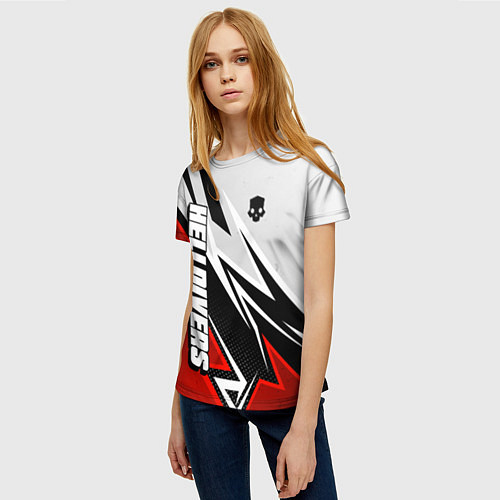 Женская футболка Helldivers 2 - white and red / 3D-принт – фото 3