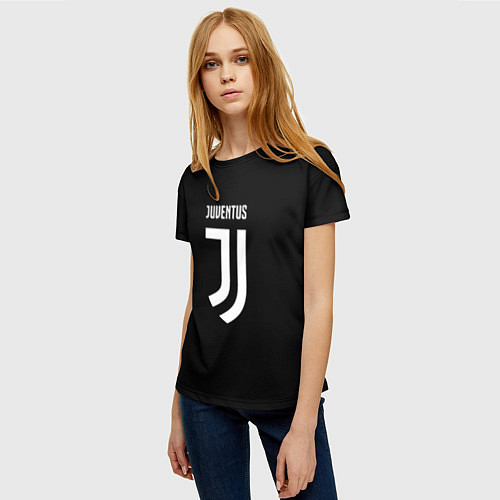 Женская футболка Juventus sport fc белое лого / 3D-принт – фото 3