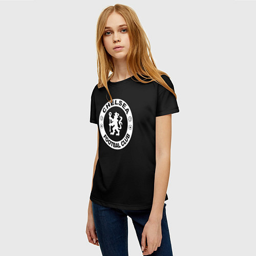 Женская футболка Chelsea fc белое лого / 3D-принт – фото 3