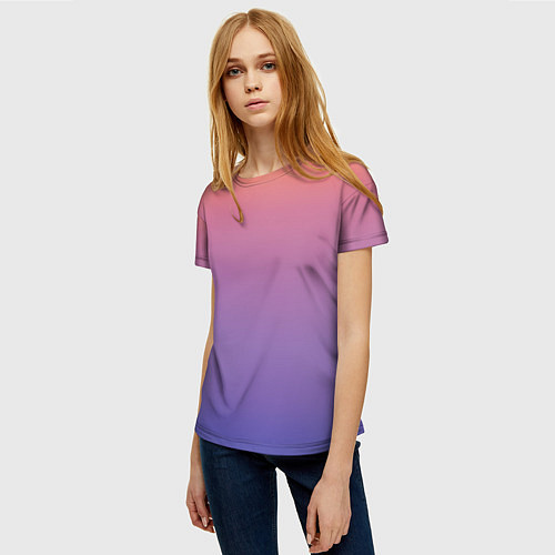 Женская футболка Градиент закатное небо желтый фиолетовый / 3D-принт – фото 3