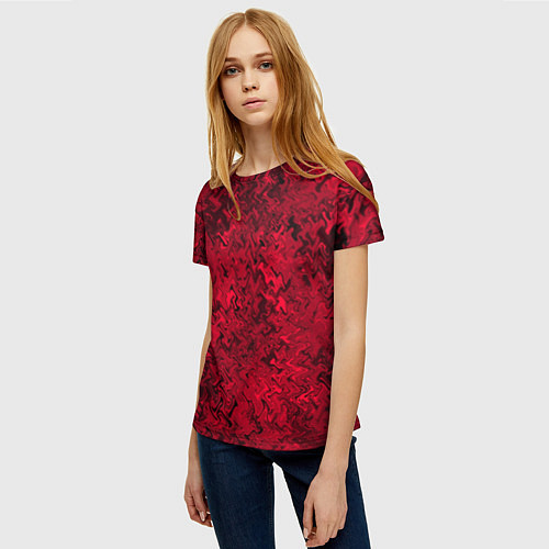 Женская футболка Абстрактная текстура тёмно-красный / 3D-принт – фото 3