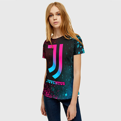 Женская футболка Juventus - neon gradient / 3D-принт – фото 3