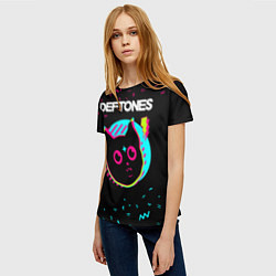 Футболка женская Deftones - rock star cat, цвет: 3D-принт — фото 2