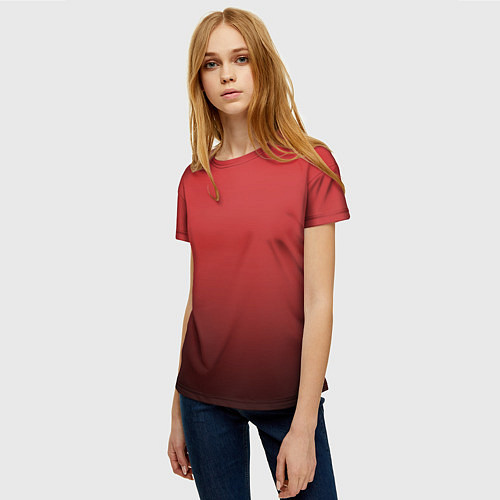 Женская футболка Градиент клубнично-чёрный / 3D-принт – фото 3
