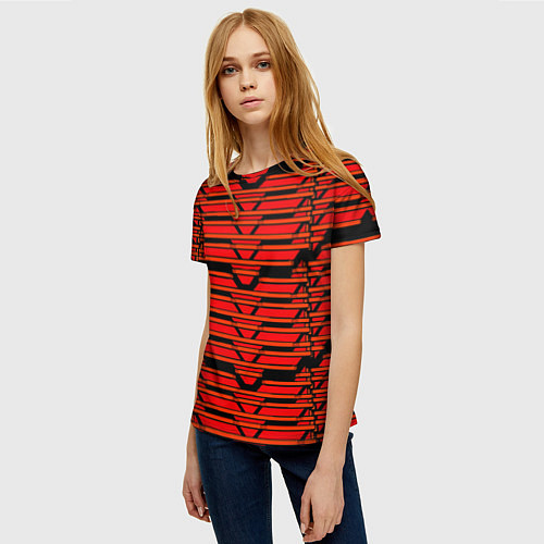 Женская футболка Техно броня красная / 3D-принт – фото 3