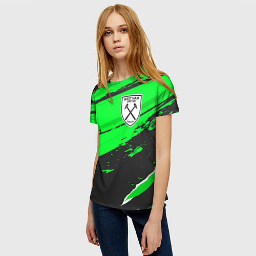 Женская футболка West Ham sport green / 3D-принт – фото 3