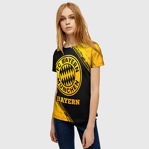 Женская футболка Bayern - gold gradient / 3D-принт – фото 3