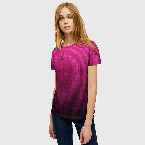 Женская футболка Яркий розовый градиент полоска / 3D-принт – фото 3
